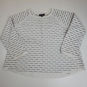 Karen Scott Shirt Womens 1X White Textured Top Soft Stretch Cottage Core Comfy